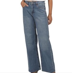 Cali 1850 High Rise Studded Wide Leg Jeans